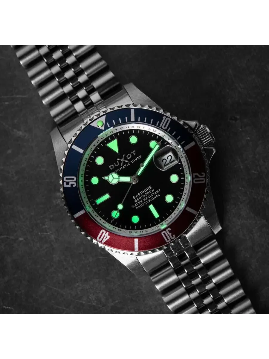 Мужские часы Duxot Atlantica Diver Automatic с черным циферблатом DX-2057-11 — изображение 3 из 5, оттенок синий красный