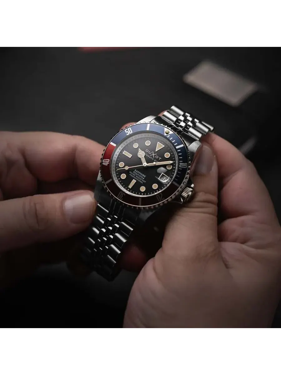 Мужские часы Duxot Atlantica Diver Automatic с черным циферблатом DX-2057-11 — изображение 5 из 5, оттенок синий красный
