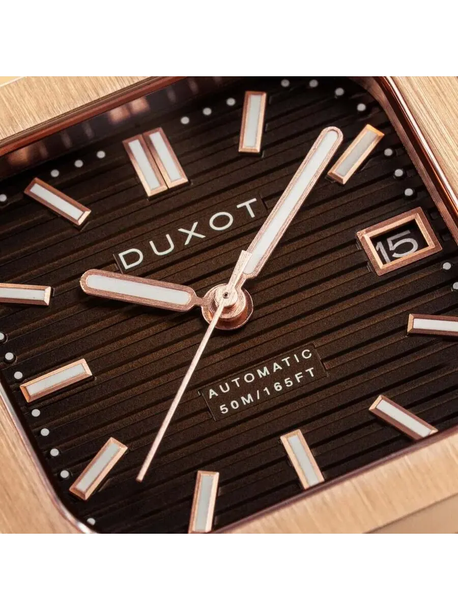 Мужские часы Duxot Quadrata Automatic с коричневым циферблатом DX-2073-55 — изображение 4 из 4, оттенок розовый золотистый