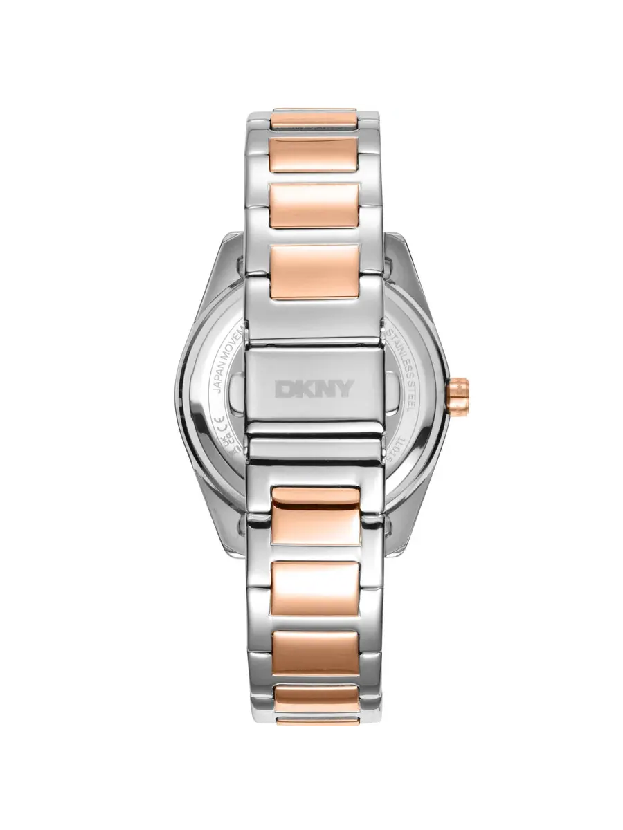 Женские модные часы DKNY с серебристым циферблатом DK1L015M0065 — изображение 2 из 3, оттенок розовый золотистый