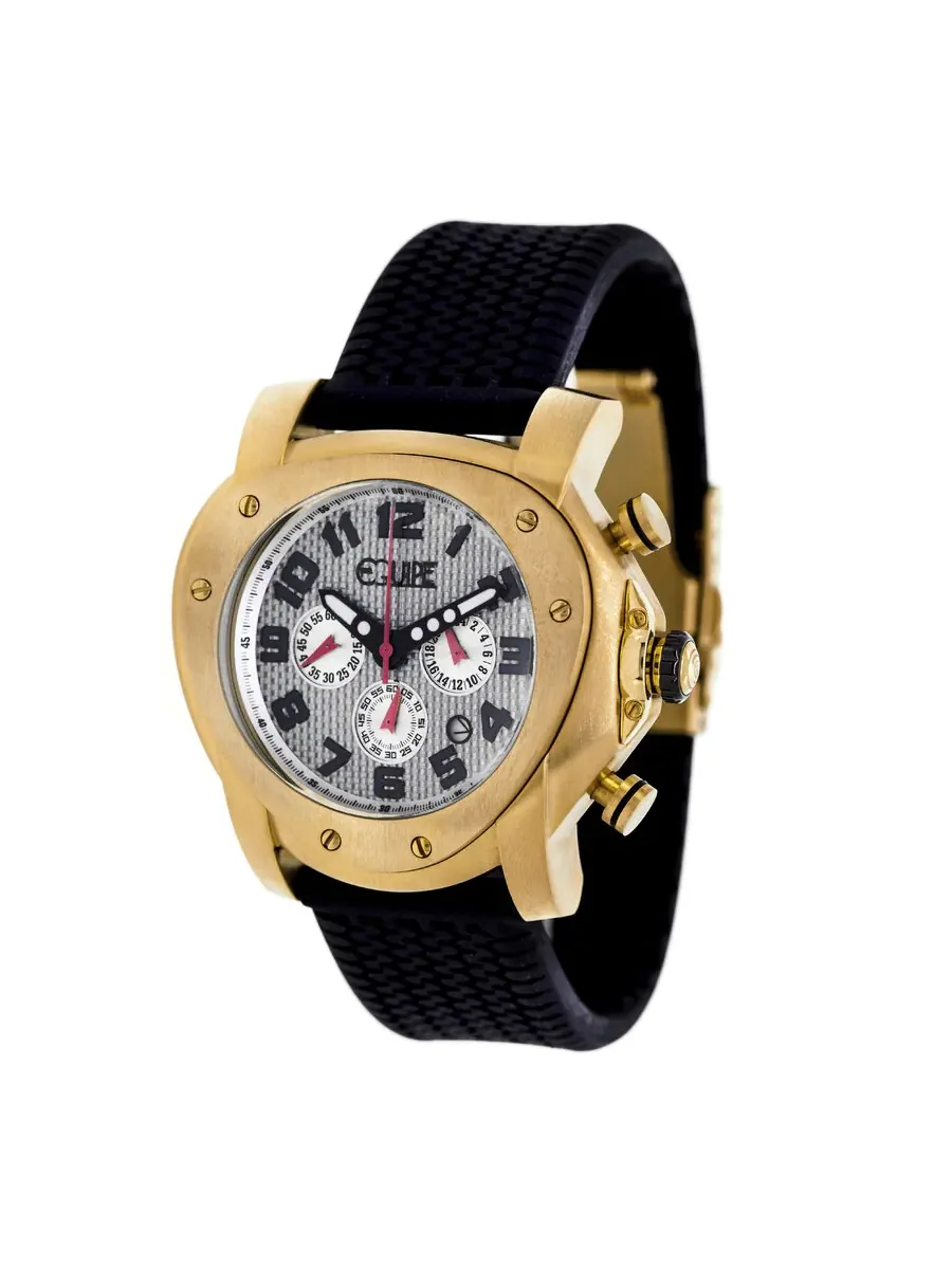 Мужские часы Equipe Grille Chronograph с серебристым циферблатом и черным резиновым ремешком E209 — изображение 1 из 3