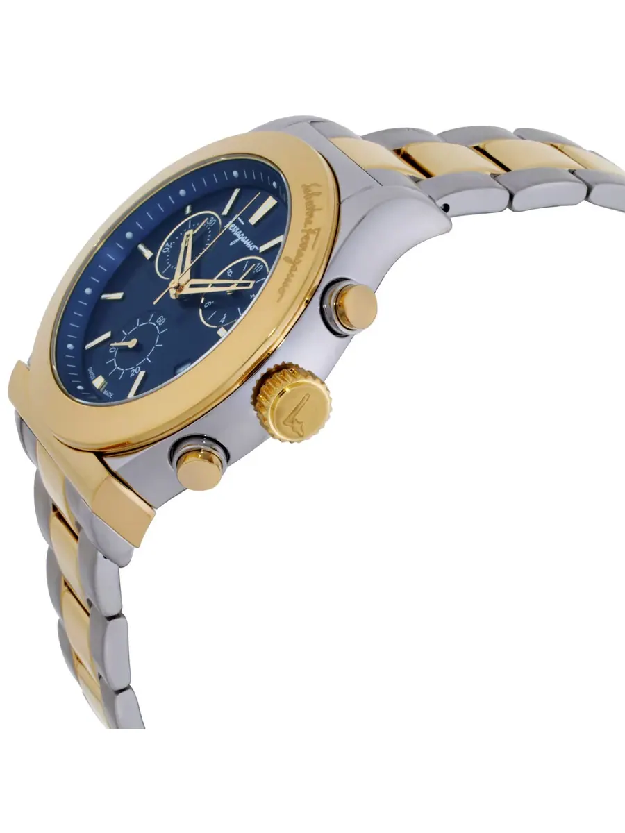 Мужские часы Ferragamo 1898 Chronograph Quartz с синим циферблатом SFH600418 — изображение 2 из 3, оттенок золотистый