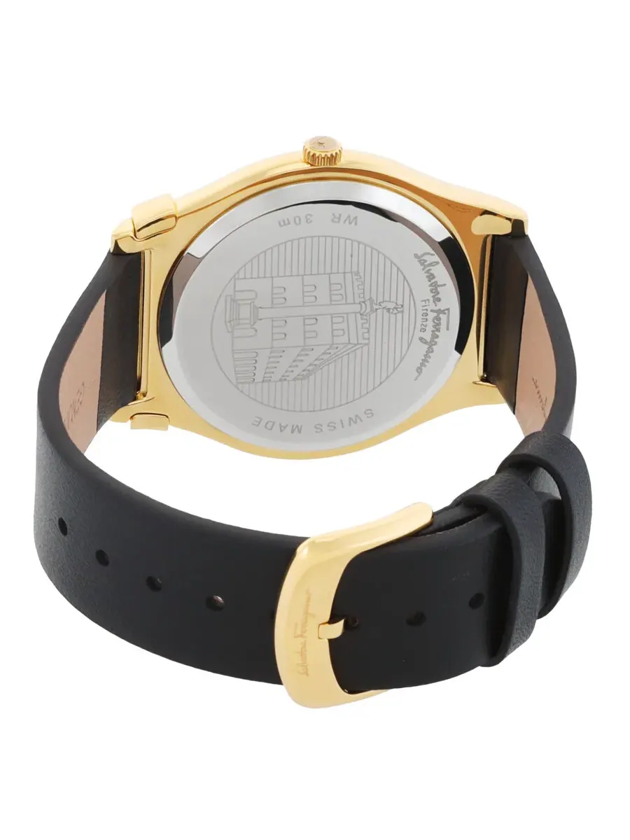 Мужские часы Ferragamo 1898 Slim Quartz с черным циферблатом SFPE00219 — изображение 3 из 3, оттенок желтый золотистый