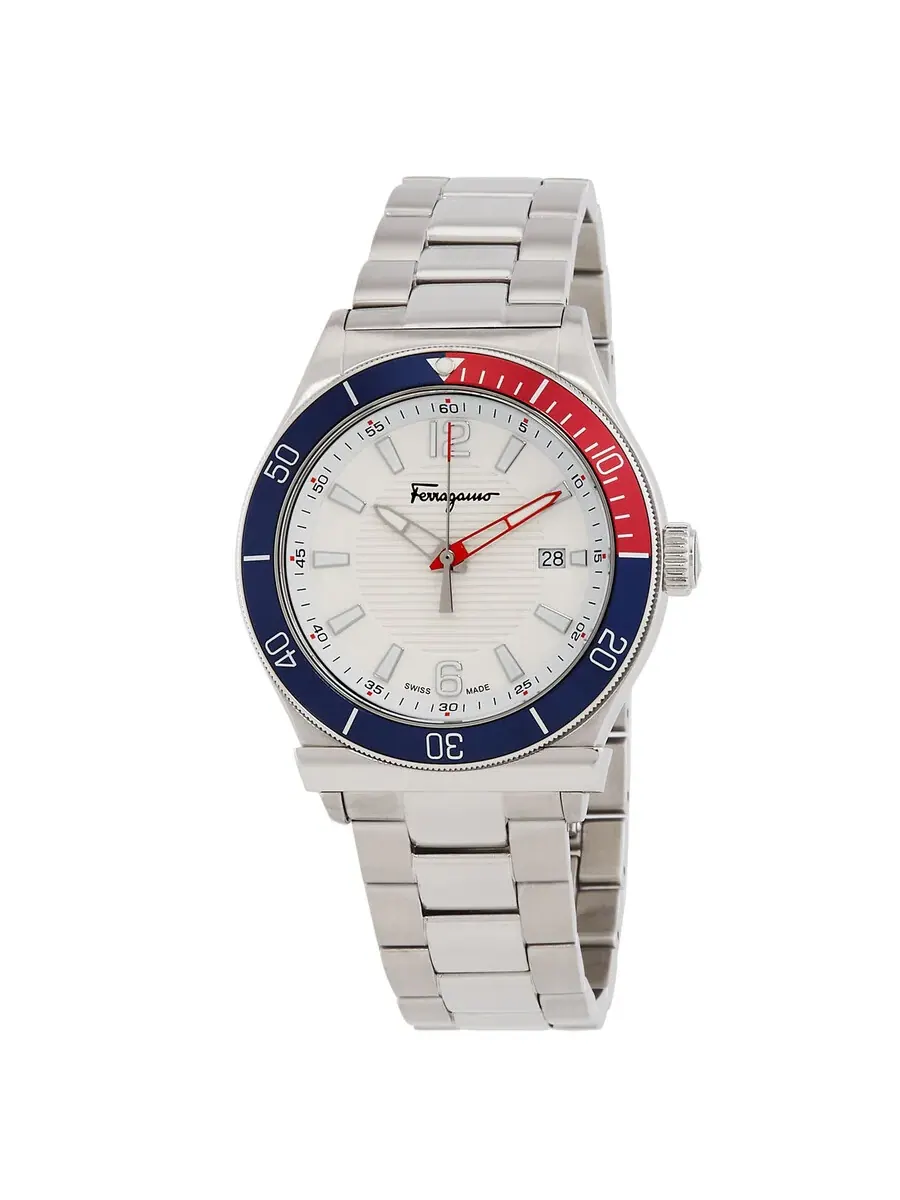 Мужские часы Ferragamo 1898 Sport Quartz с белым циферблатом и безелем Pepsi SFYK00520 — изображение 1 из 3
