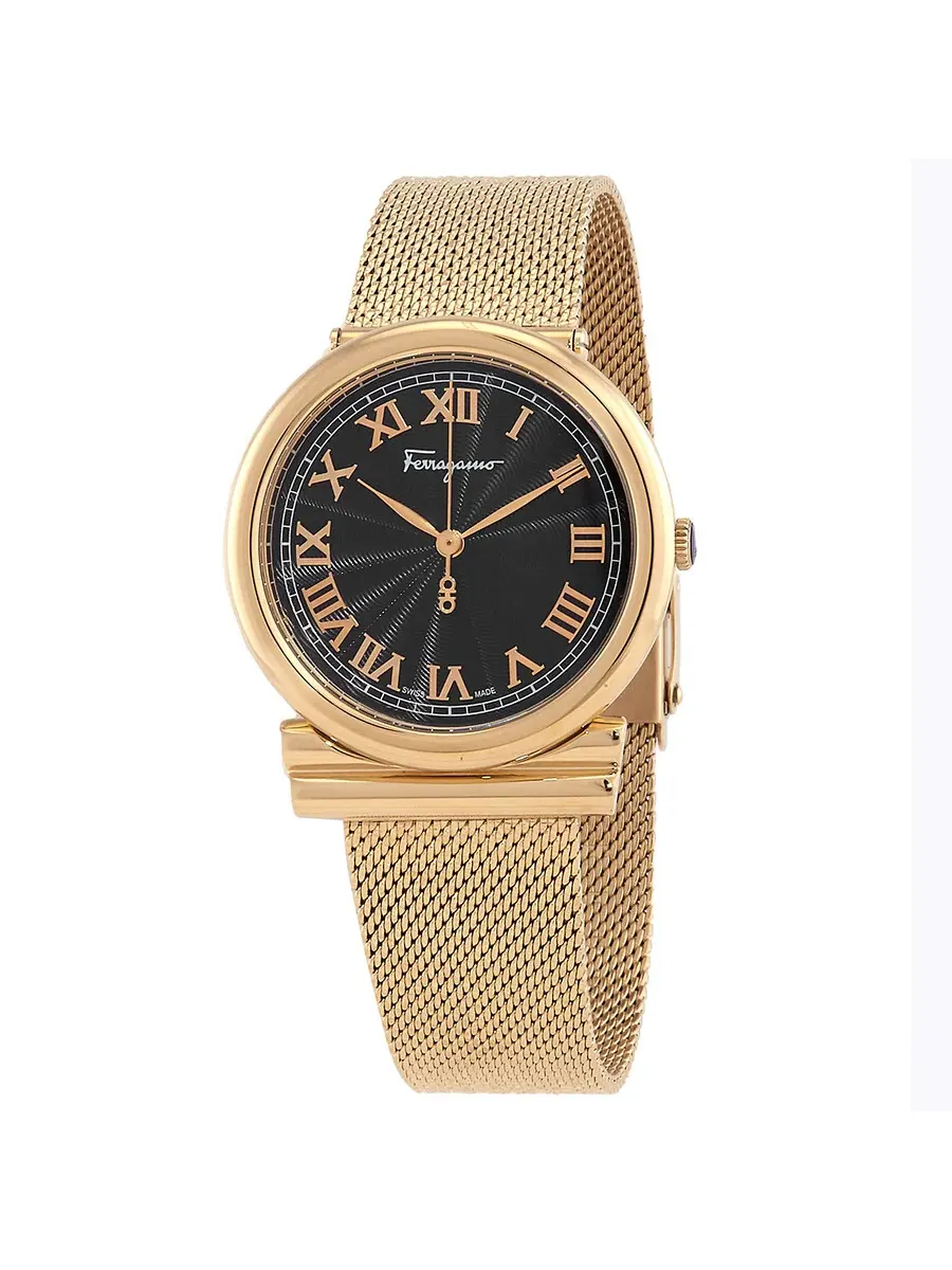 Женские часы Ferragamo Gancino Quartz с черным циферблатом SFUF00521