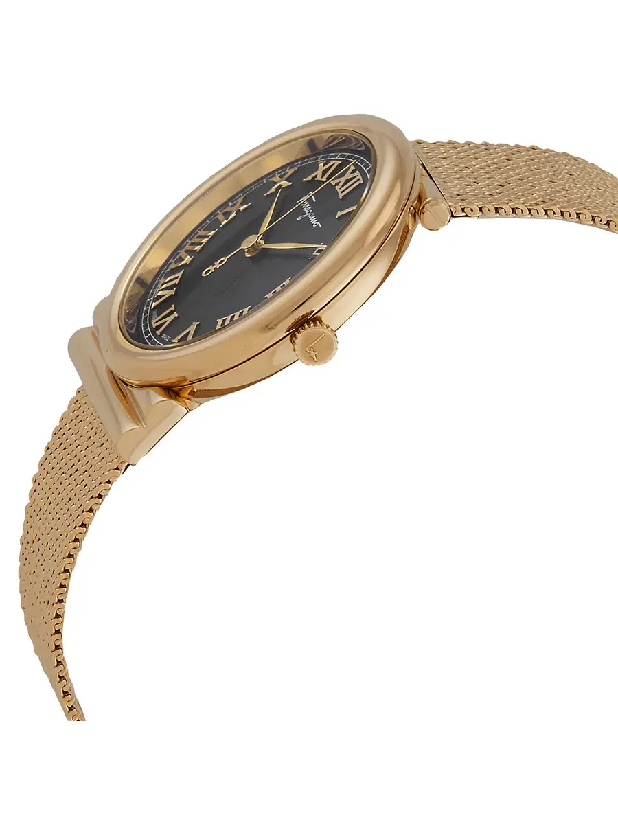 Женские часы Ferragamo Gancino Quartz с черным циферблатом SFUF00521 — изображение 2 из 3, оттенок золотистый