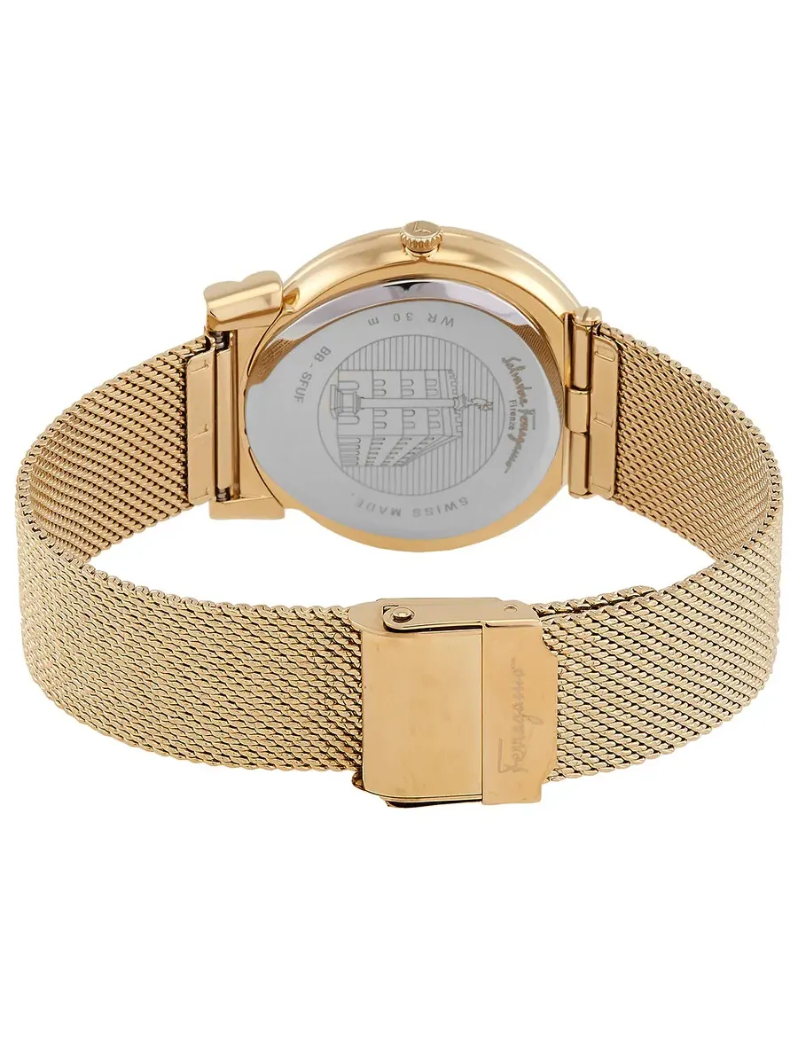 Женские часы Ferragamo Gancino Quartz с черным циферблатом SFUF00521 — изображение 3 из 3, оттенок золотистый