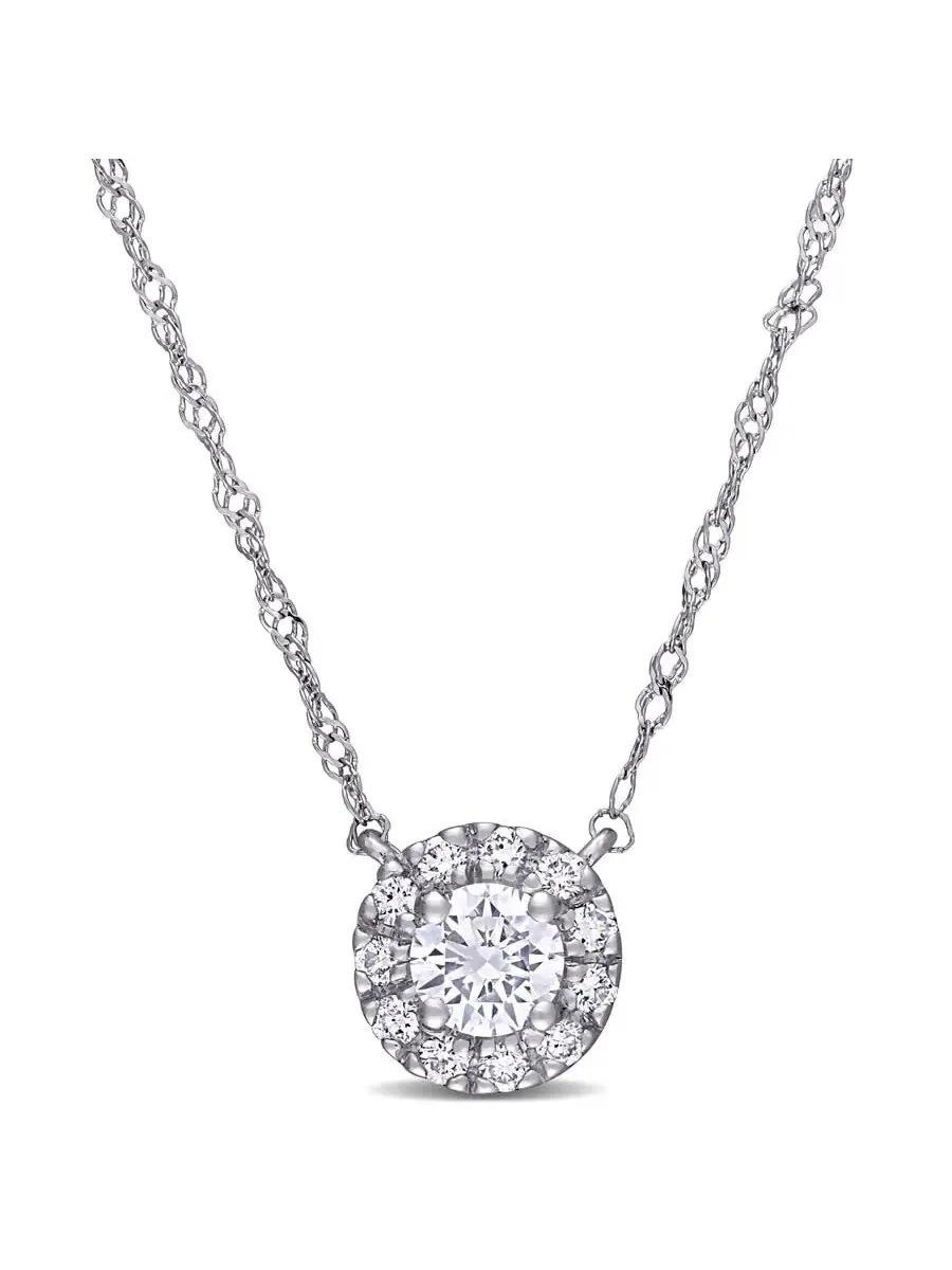 Созданное Forever 3/8 CT TW лабораторно созданное колье с алмазной коронкой из белого золота 14