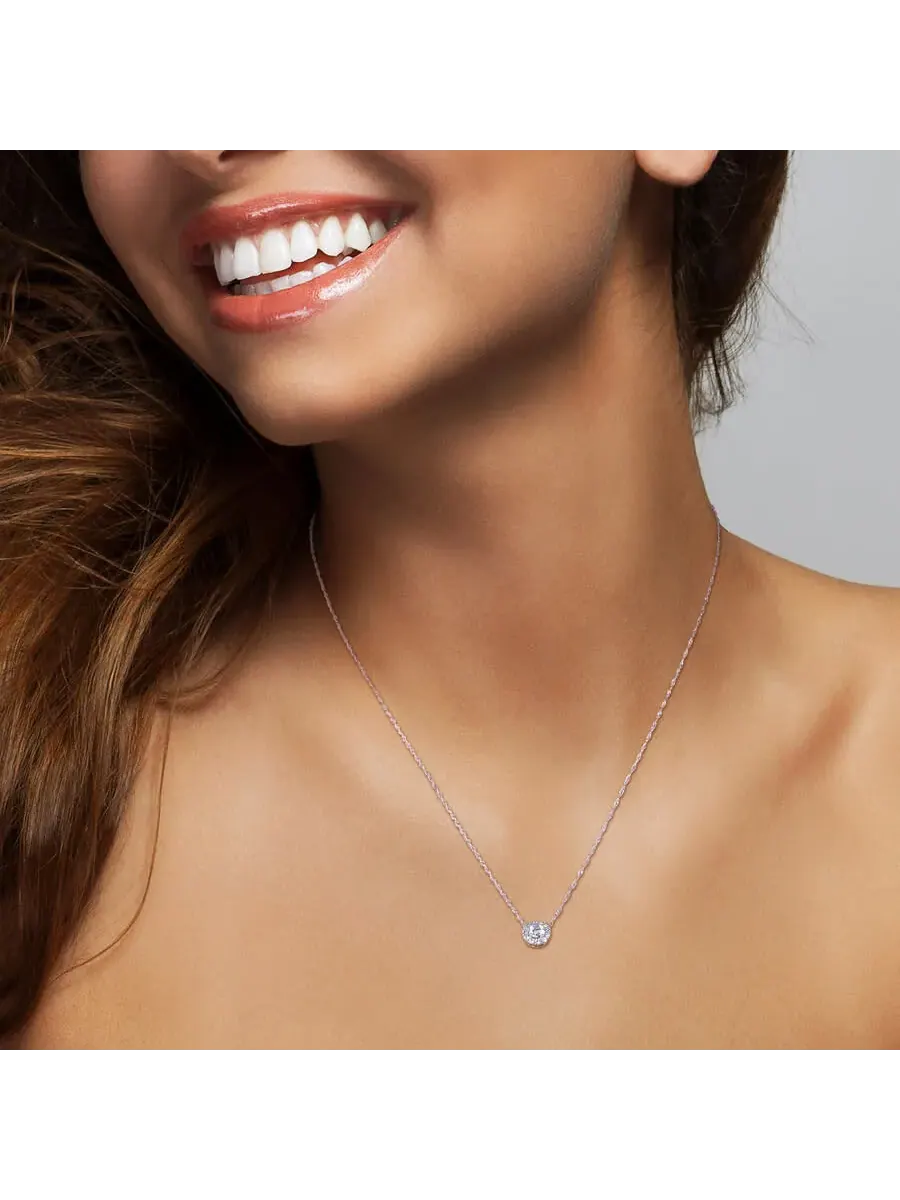 Созданное Forever 3/8 CT TW лабораторно созданное колье с алмазной коронкой из белого золота 14 — изображение 5 из 6