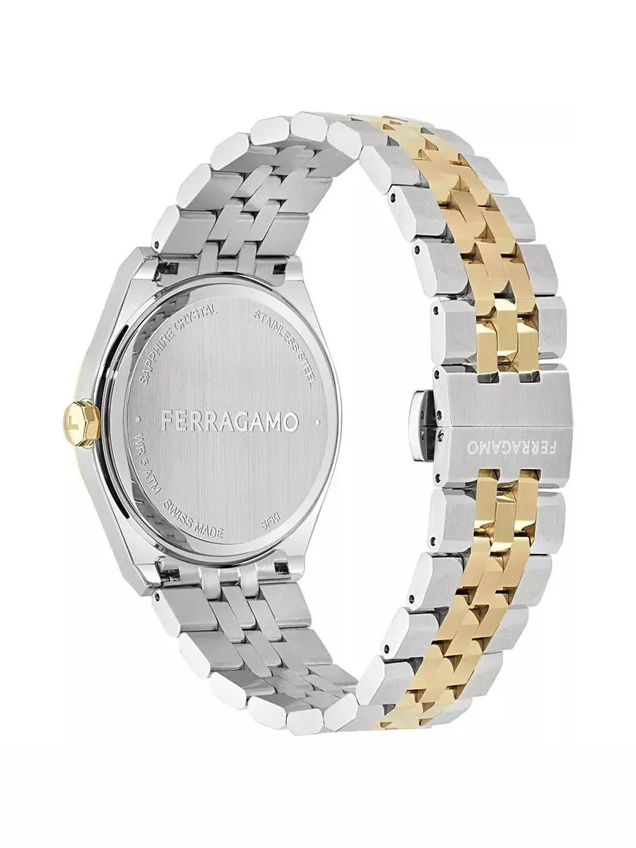 Мужские часы Ferragamo Vega с кварцевым механизмом, серебристым циферблатом и двухцветным корпусом — изображение 2 из 2