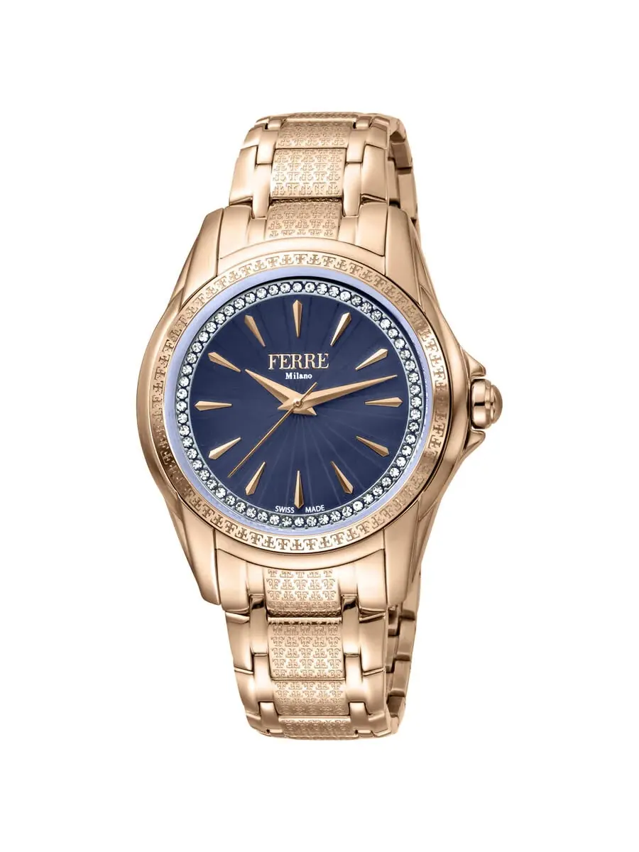 Женские часы Ferre Milano Classic с кварцевым механизмом и синим циферблатом FM1L119M0071