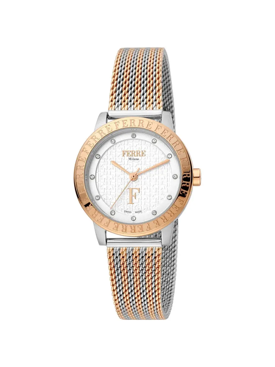 Женские кварцевые часы Ferre Milano Classic с белым циферблатом FM1L174M0091