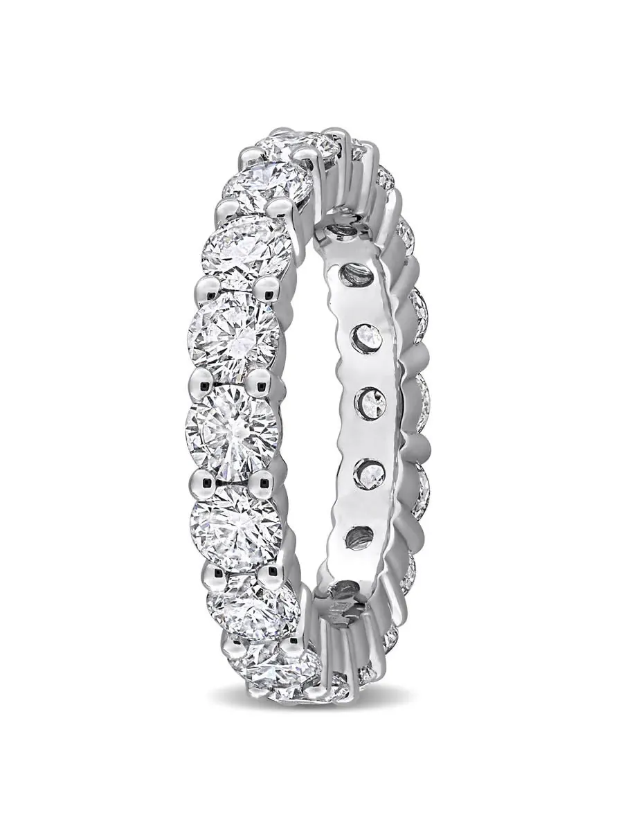 Созданное Forever 3CT TW лабораторно выращенное бриллиантовое кольцо вечности из белого золота 14 — изображение 2 из 6