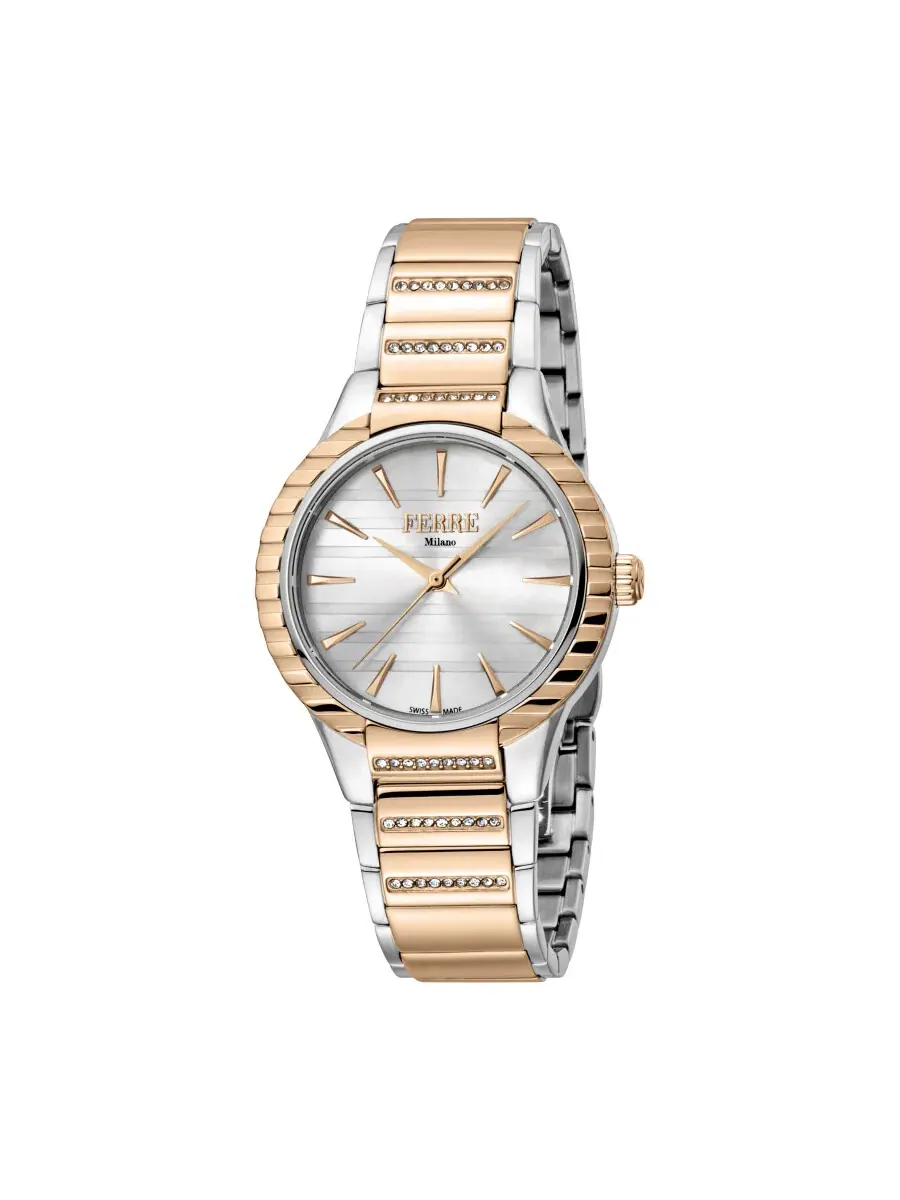 Женские часы Ferre Milano Quartz с серебристым циферблатом FM1L114M0101 — изображение 1 из 1, оттенок розовый золотистый