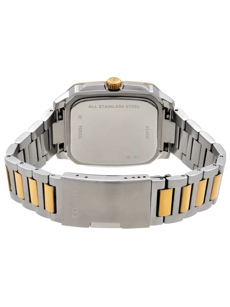 Мужские часы Fossil Crosby Quartz с черным циферблатом и двухцветным корпусом FS6123 — изображение 3 из 3, оттенок золотистый