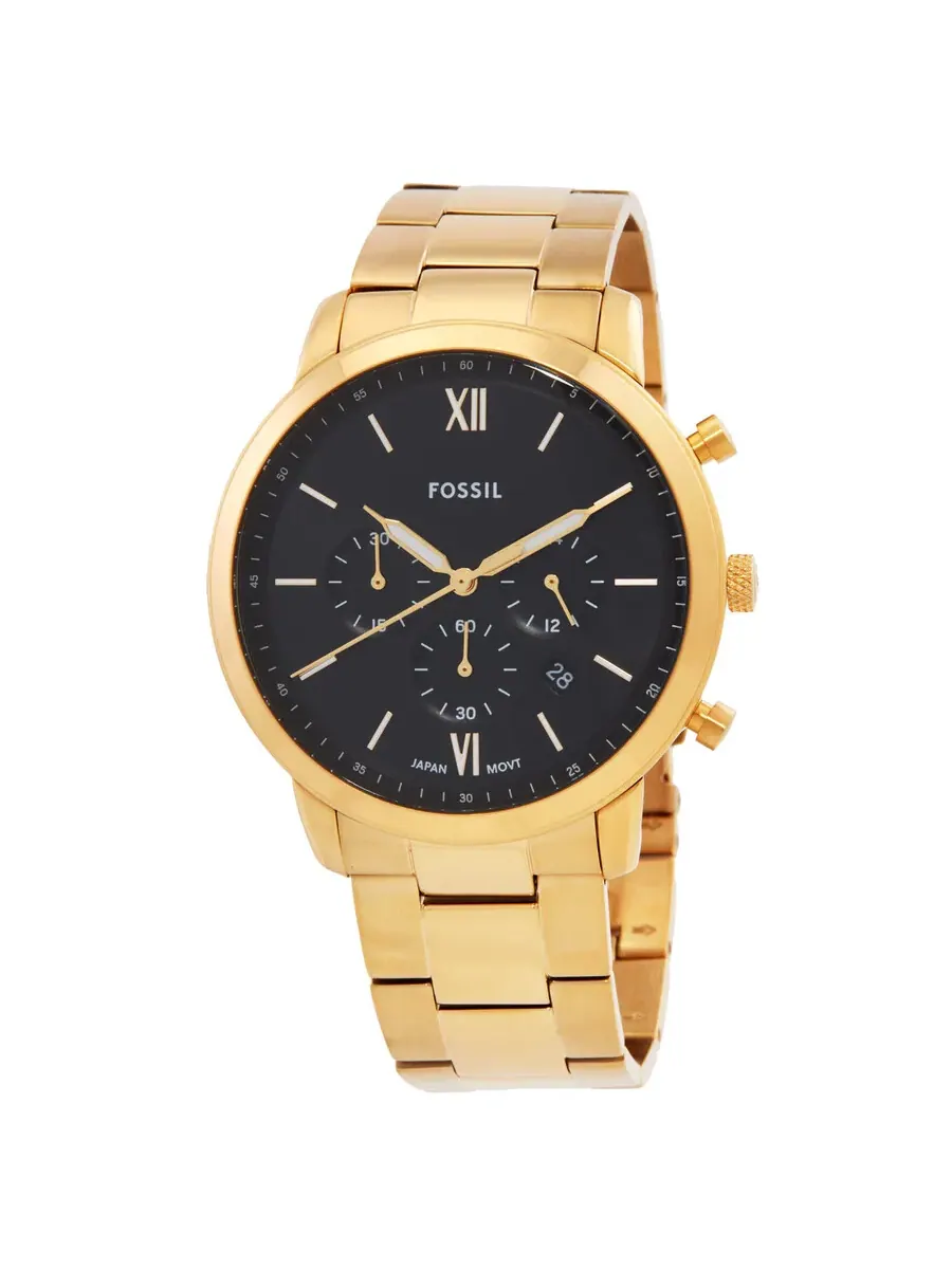 Мужские часы Fossil Neutra Chronograph Quartz с черным циферблатом FS6093 — изображение 1 из 3, оттенок золотистый