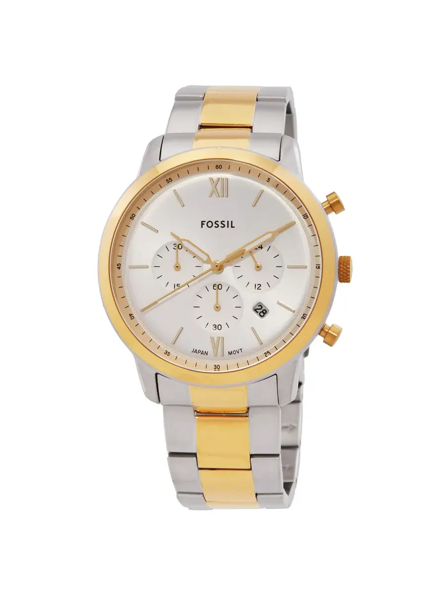 Мужские часы Fossil Neutra Chronograph Quartz с серебристым циферблатом FS6112 — изображение 1 из 3, оттенок золотистый