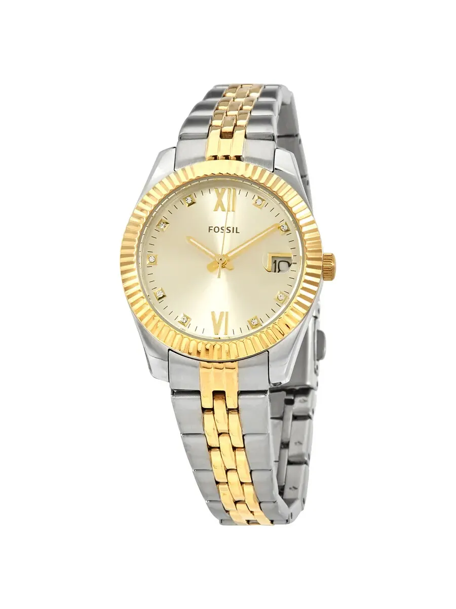 Женские часы Fossil Scarlette Mini с кварцевым механизмом, золотым циферблатом ES4949 — изображение 1 из 3