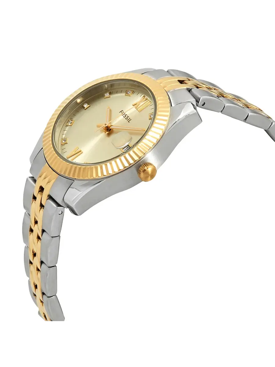 Женские часы Fossil Scarlette Mini с кварцевым механизмом, золотым циферблатом ES4949 — изображение 2 из 3