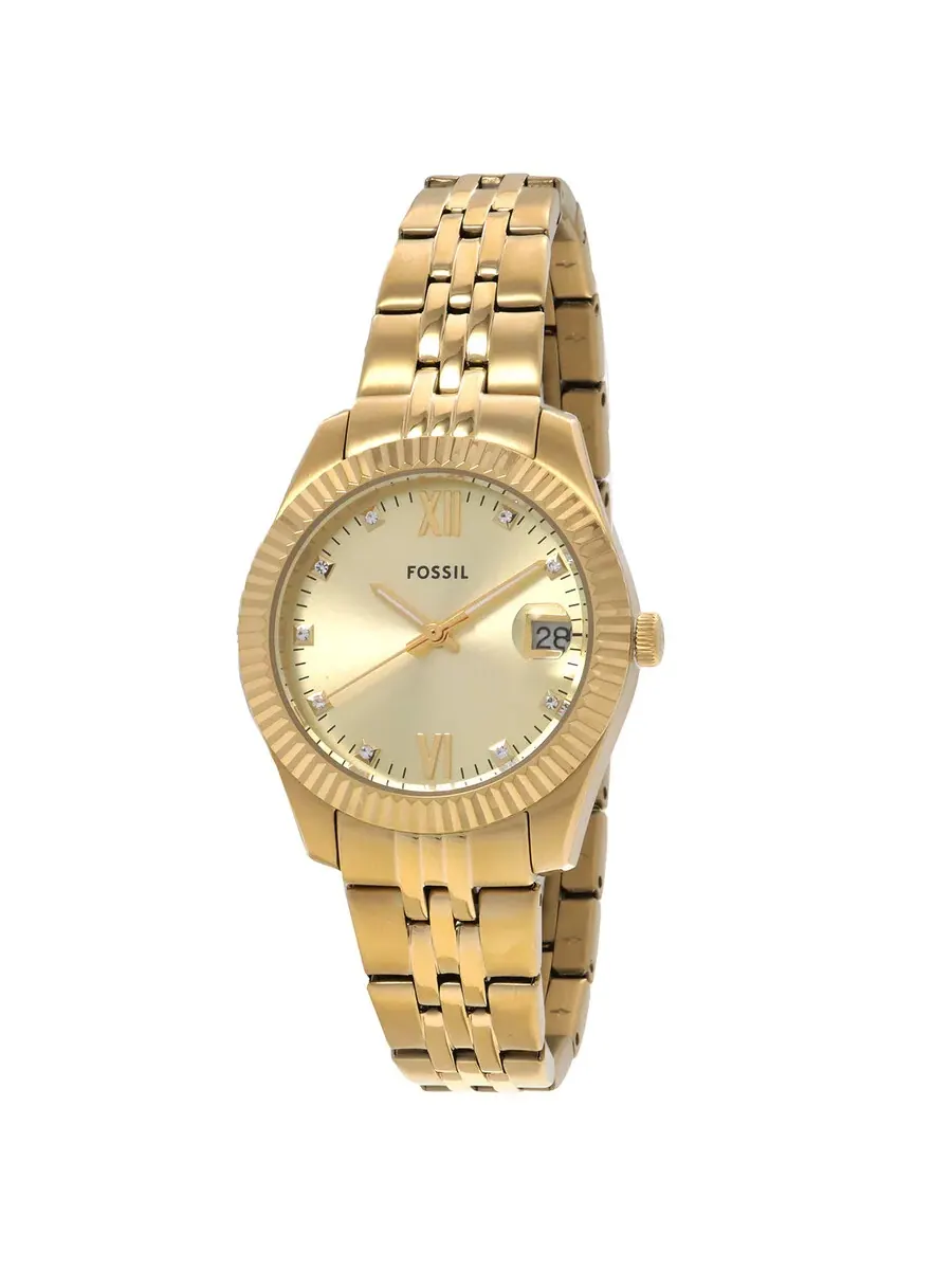 Женские часы Fossil Scarlette с золотым циферблатом из кварца ES5338 — изображение 1 из 3, оттенок желтый золотистый