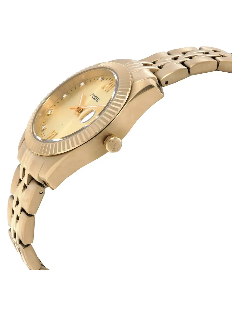 Женские часы Fossil Scarlette с золотым циферблатом из кварца ES5338 — изображение 3 из 3, оттенок желтый золотистый