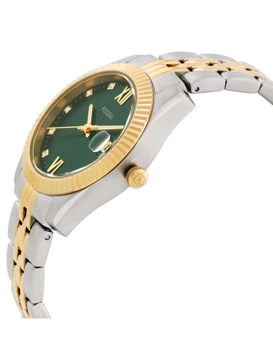 Женские кварцевые часы Fossil Scarlette с зеленым циферблатом ES5388 — изображение 2 из 3, оттенок желтый золотистый
