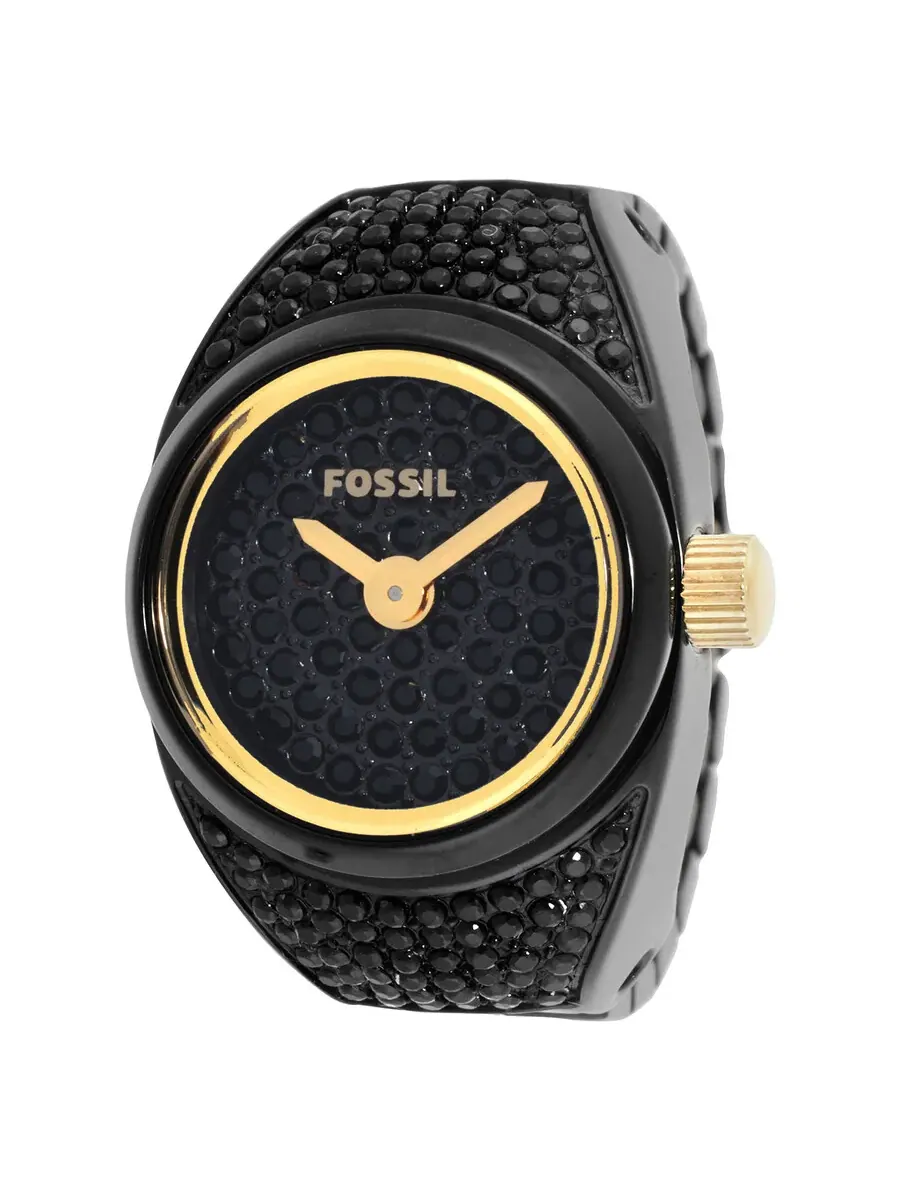 Часы Fossil Watch Ring с двумя стрелками, черные часы из нержавеющей стали ES5449 — изображение 1 из 4, оттенок золотистый