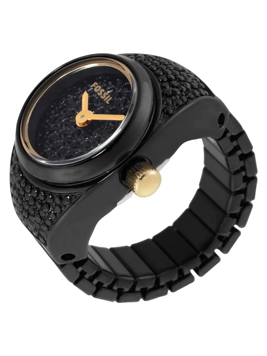 Часы Fossil Watch Ring с двумя стрелками, черные часы из нержавеющей стали ES5449 — изображение 2 из 4, оттенок золотистый