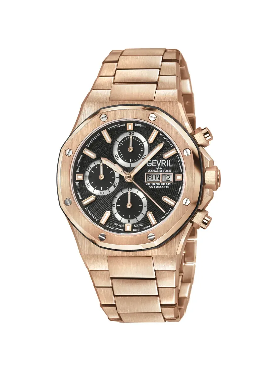 Мужские часы Gevril Kingsgate Chronograph Automatic с черным циферблатом 47902B — изображение 1 из 3