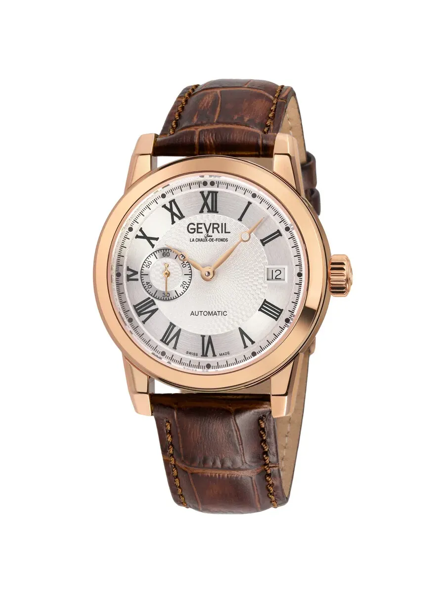 Мужские часы Gevril Madison Automatic с серебристым циферблатом, модель 2567 — изображение 1 из 3, оттенок розовый золотистый