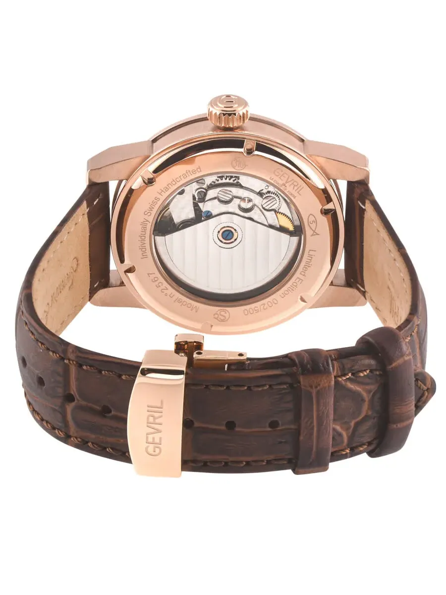 Мужские часы Gevril Madison Automatic с серебристым циферблатом, модель 2567 — изображение 2 из 3, оттенок розовый золотистый
