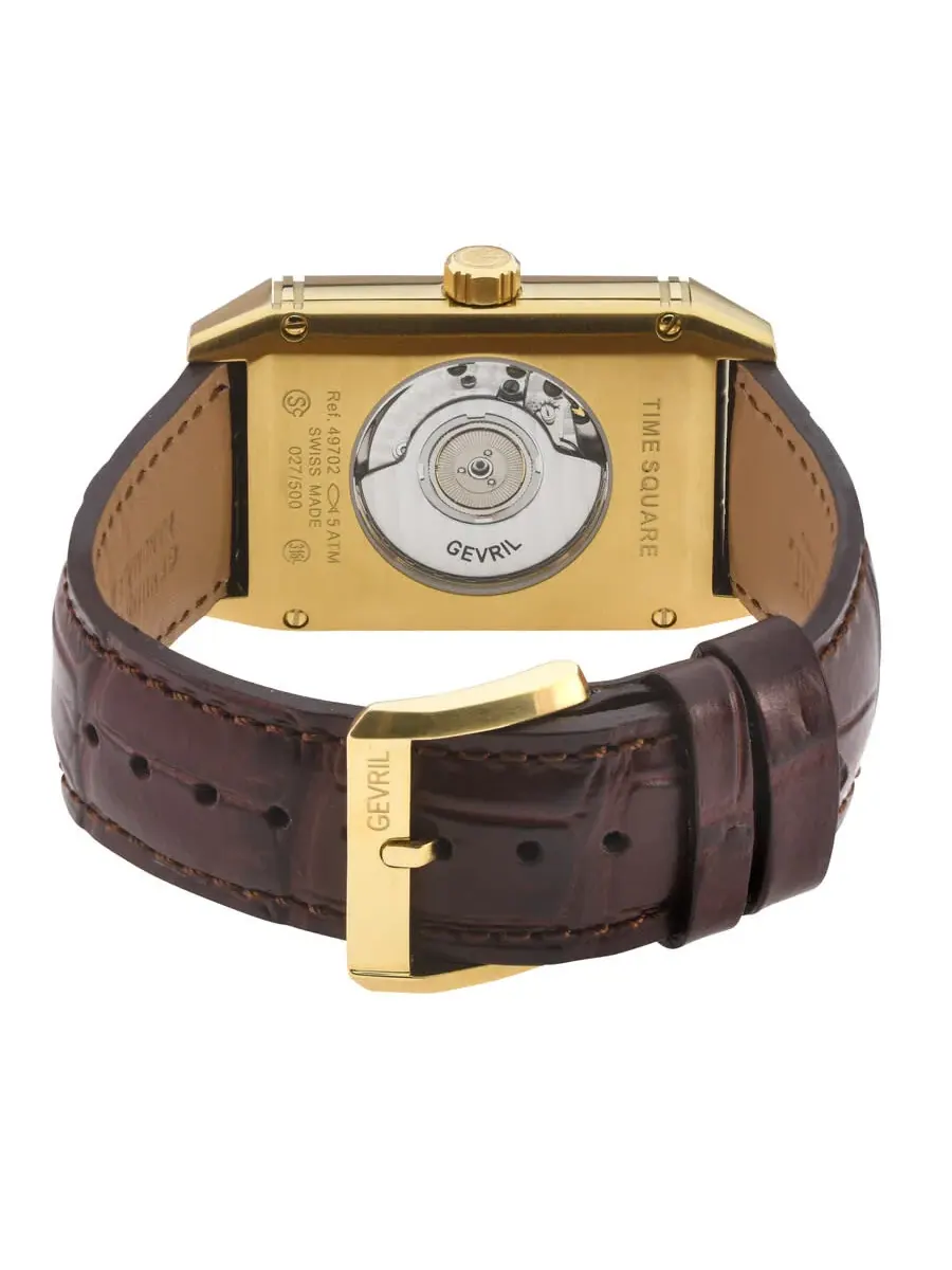 Мужские часы Gevril Time Square Automatic с белым циферблатом 49702 — изображение 2 из 3, оттенок желтый золотистый