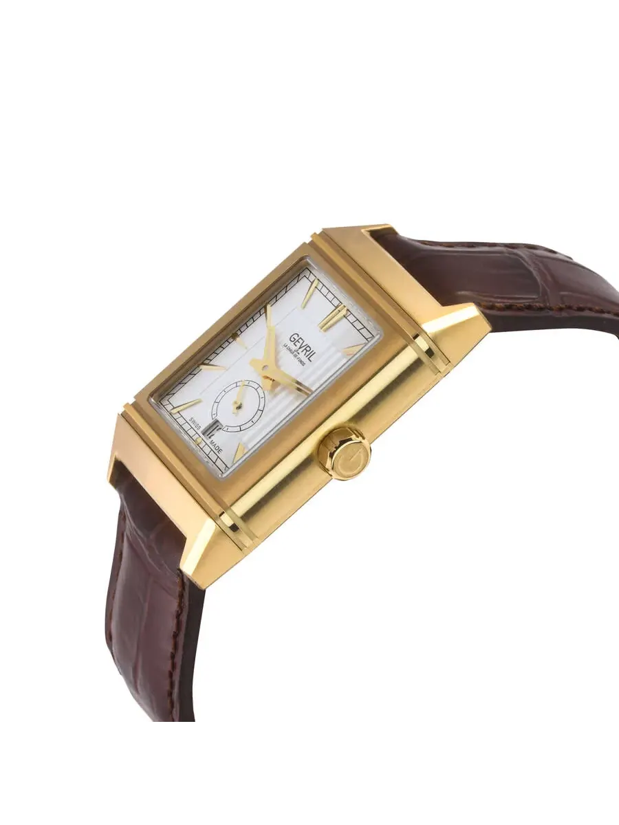 Мужские часы Gevril Time Square Automatic с белым циферблатом 49702 — изображение 3 из 3, оттенок желтый золотистый