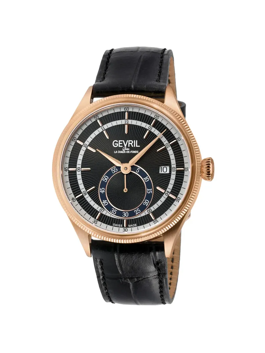 Мужские часы Gevril Empire Automatic с черным циферблатом 48103 — изображение 1 из 3, оттенок розовый золотистый