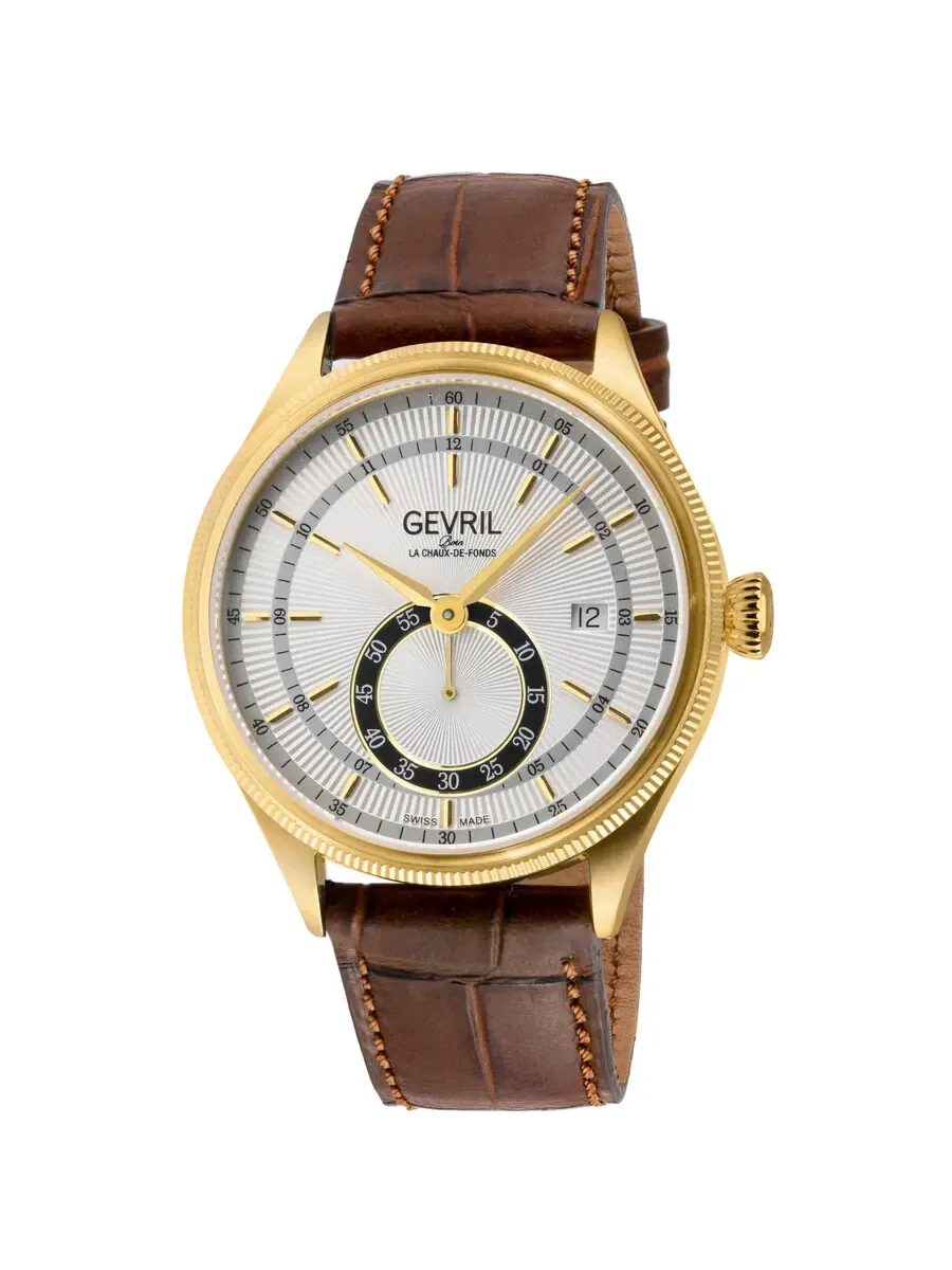 Мужские часы Gevril Empire Automatic с белым циферблатом 48105 — изображение 1 из 3, оттенок желтый золотистый