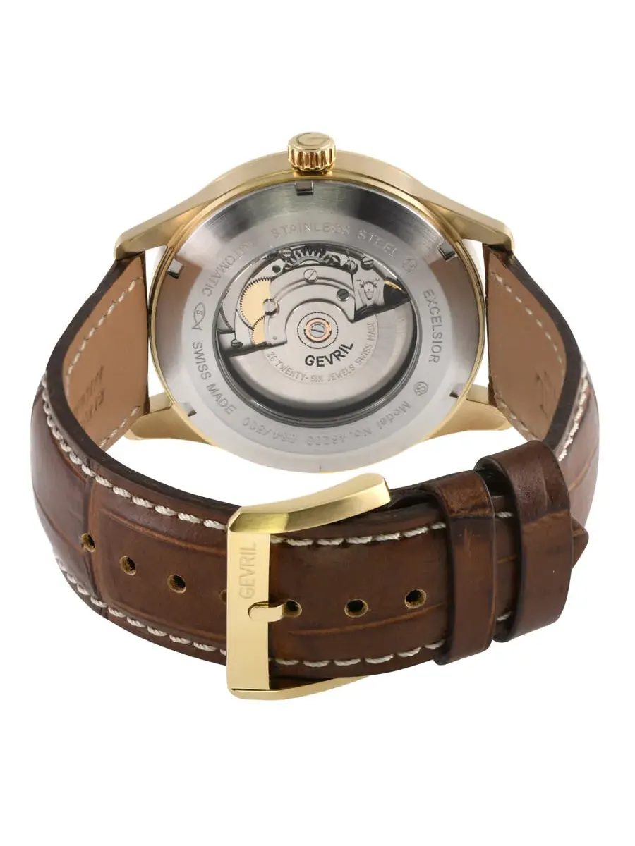 Мужские часы Gevril Excelsior Automatic с серебристым циферблатом 48203 — изображение 2 из 3, оттенок желтый золотистый