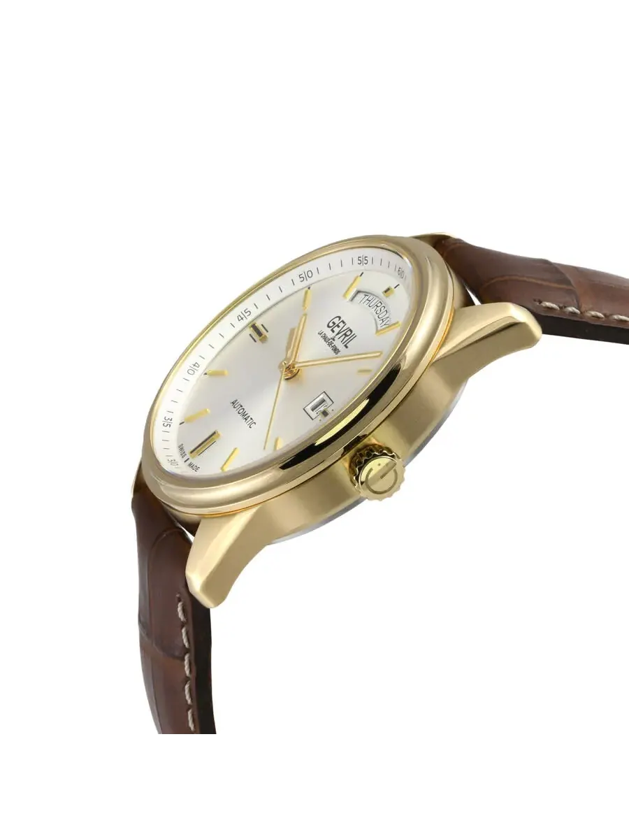 Мужские часы Gevril Excelsior Automatic с серебристым циферблатом 48203 — изображение 3 из 3, оттенок желтый золотистый