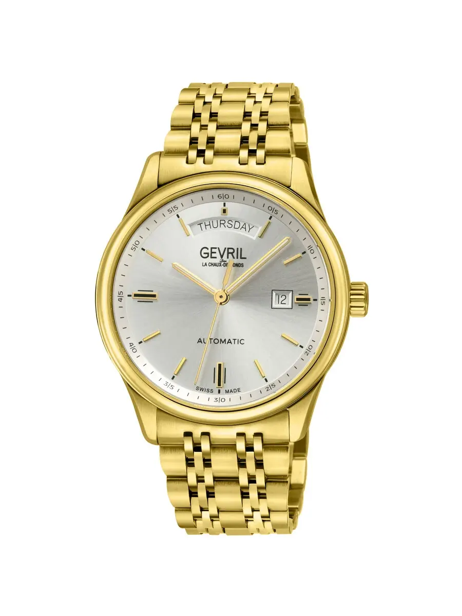 Мужские часы Gevril Excelsior Automatic с серебристым циферблатом 48203B — изображение 1 из 3, оттенок желтый золотистый