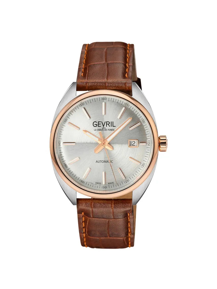 Мужские часы Gevril Five Points Automatic с серебристым циферблатом 48700A — изображение 1 из 1, оттенок розовый золотистый