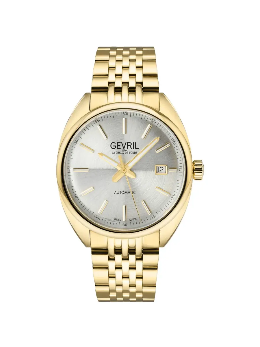 Мужские часы Gevril Five Points Automatic с серебристым циферблатом 48704 — изображение 1 из 3, оттенок желтый золотистый