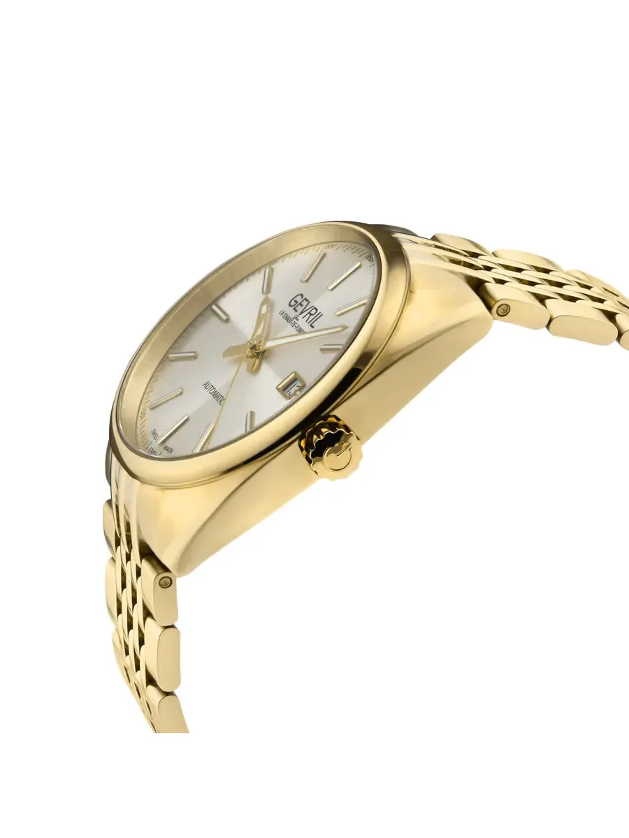 Мужские часы Gevril Five Points Automatic с серебристым циферблатом 48704 — изображение 2 из 3, оттенок желтый золотистый