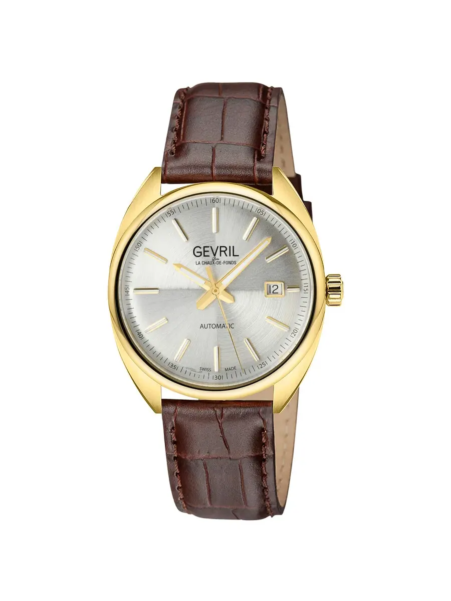Мужские часы Gevril Five Points Automatic с серебристым циферблатом 48704A — изображение 1 из 1, оттенок желтый золотистый