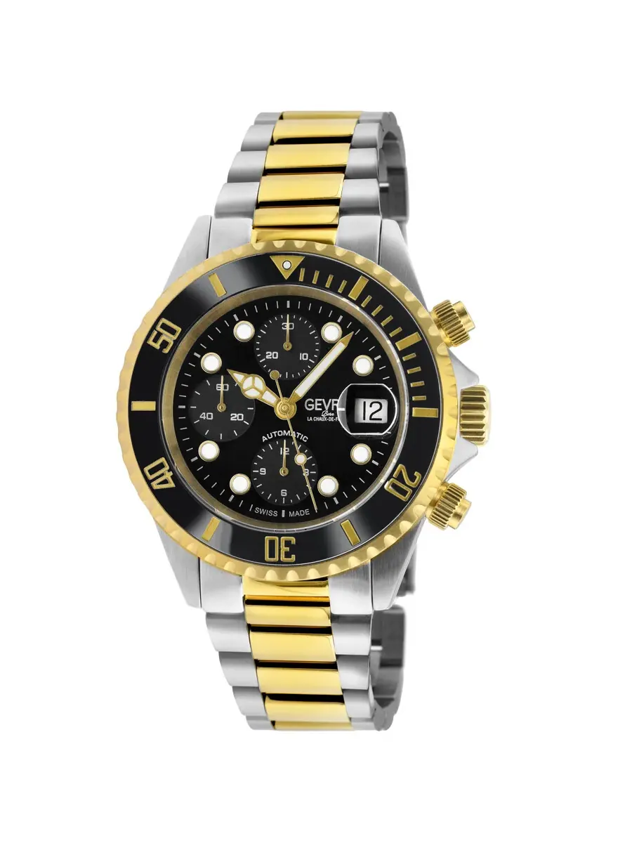 Мужские автоматические часы Gevril Wall Street Chrono Chronograph с черным циферблатом, модель 4152A — изображение 1 из 1