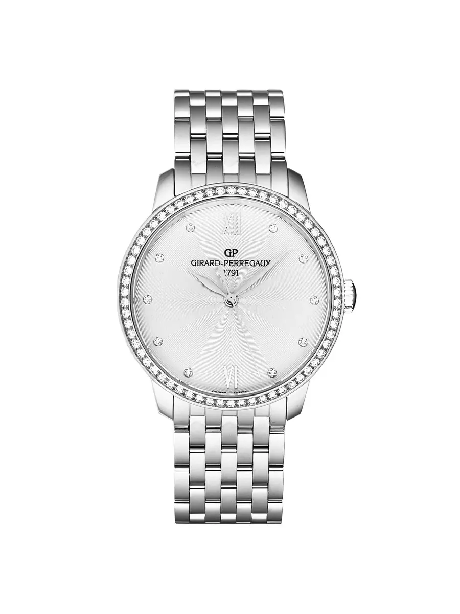 Женские автоматические часы Girard Perregaux 1966 с бриллиантами и серебряным циферблатом, артикул — серебристый