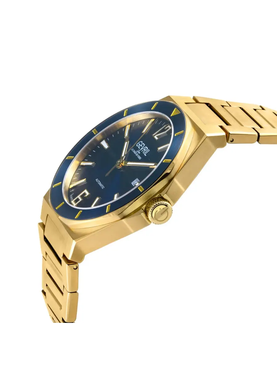 Мужские часы Gevril High Line Automatic с синим циферблатом 48402B — изображение 2 из 3, оттенок желтый золотистый