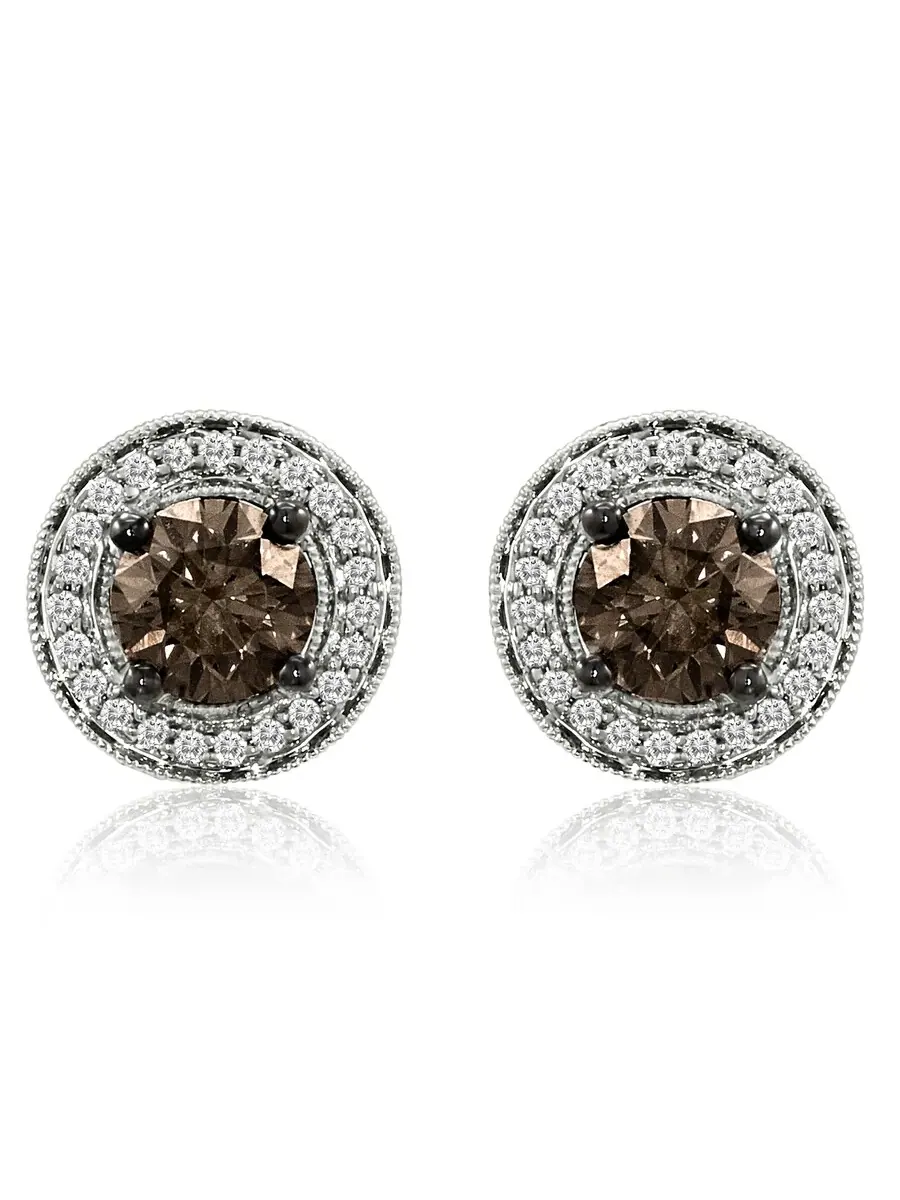Серьги Grand Sample Sale с шоколадными и ванильными бриллиантами, установленные в 14-каратном