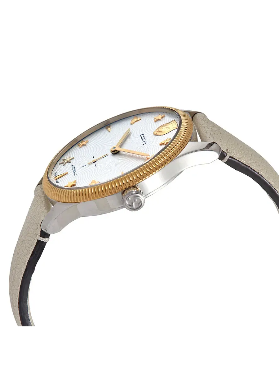 Мужские часы Gucci G-Timeless Automatic с серебристым циферблатом YA126348 — изображение 2 из 3, оттенок желтый золотистый