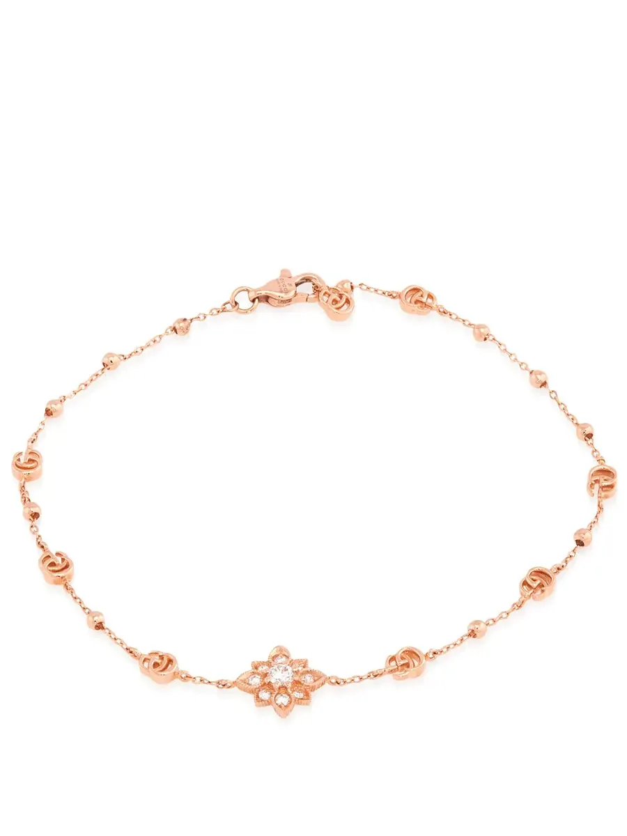 Браслет Gucci Flora Rose Gold с бриллиантами 0,17 карат — изображение 1 из 5, оттенок розовый золотистый