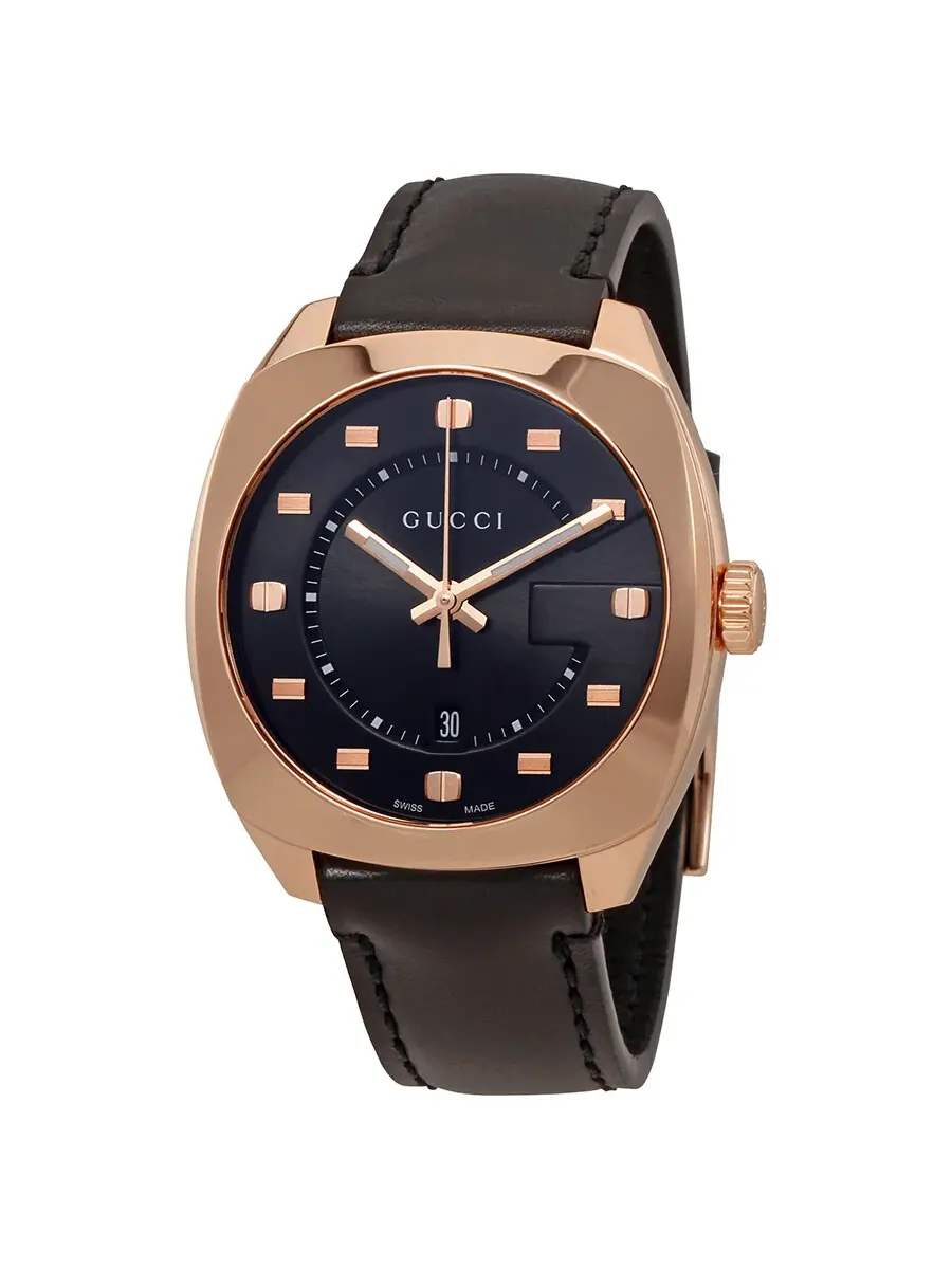 Мужские часы Gucci GG2570 с черным циферблатом и розовым золотым покрытием YA142309 — изображение 1 из 3
