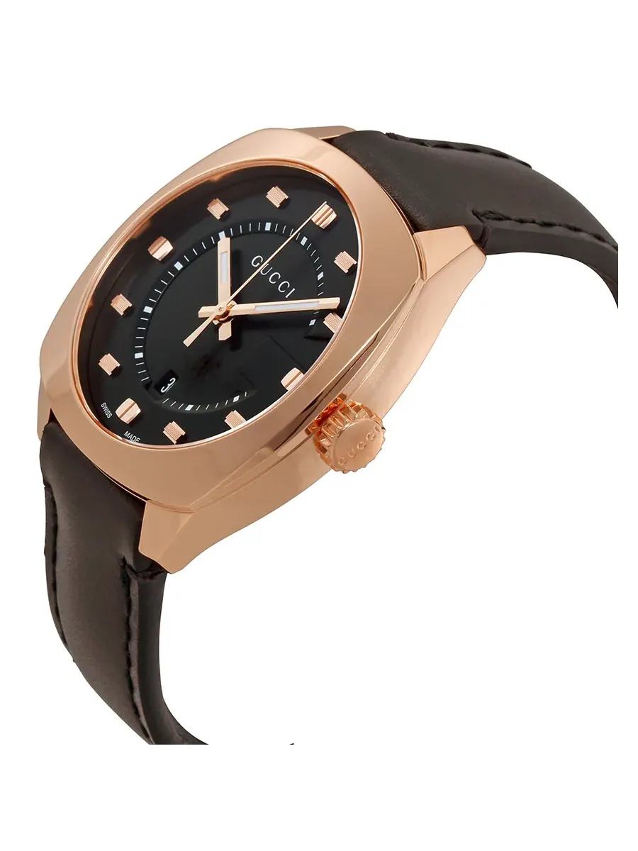 Мужские часы Gucci GG2570 с черным циферблатом и розовым золотым покрытием YA142309 — изображение 2 из 3